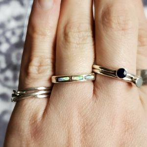 ✴ 2/$20 iridescent opal sterling silver ring